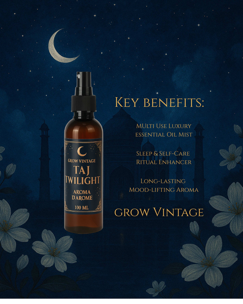 Aroma Taj Twilight | Essential Oil Spray for Room, Linen & Aura | 100 ml