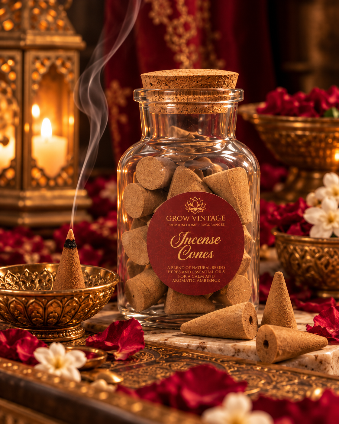 Grow Vintage Incense Cones in Glass Jar