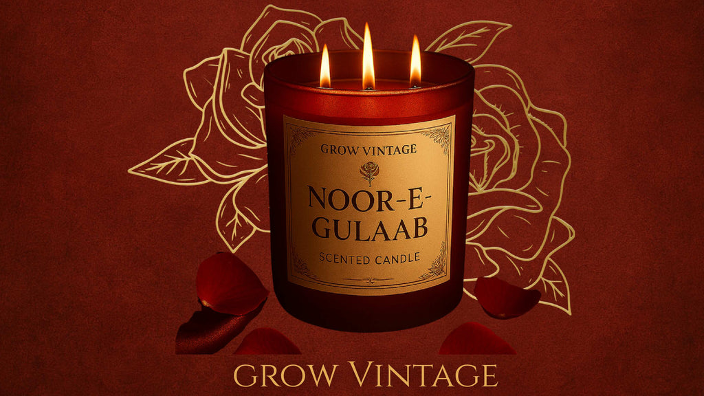 Scented Candle- Noor-e-Gulaab|Indian Rose,Rosewater & Sandalwood|Hand-Poured Soy Wax Candle with Lead-Free Wick|35+ Hours Burn|Blush Pink Jar Home Décor Candle for Relaxation & Meditation